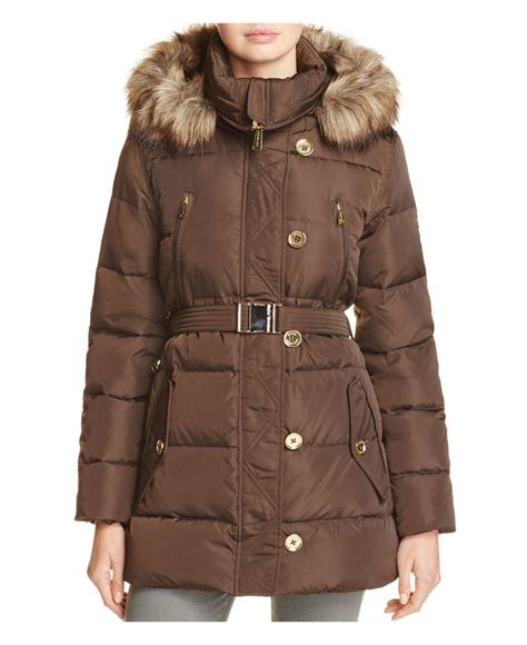 michael kors blue and black faux fur coat womens|Michael Kors puffer coat 2x.